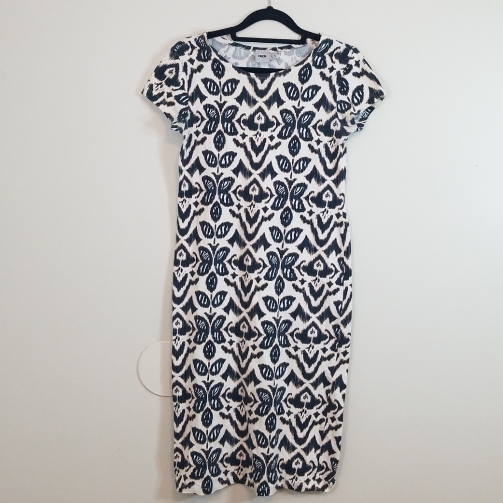 Asos Butterfly Print Short Sleeve Midi Dress